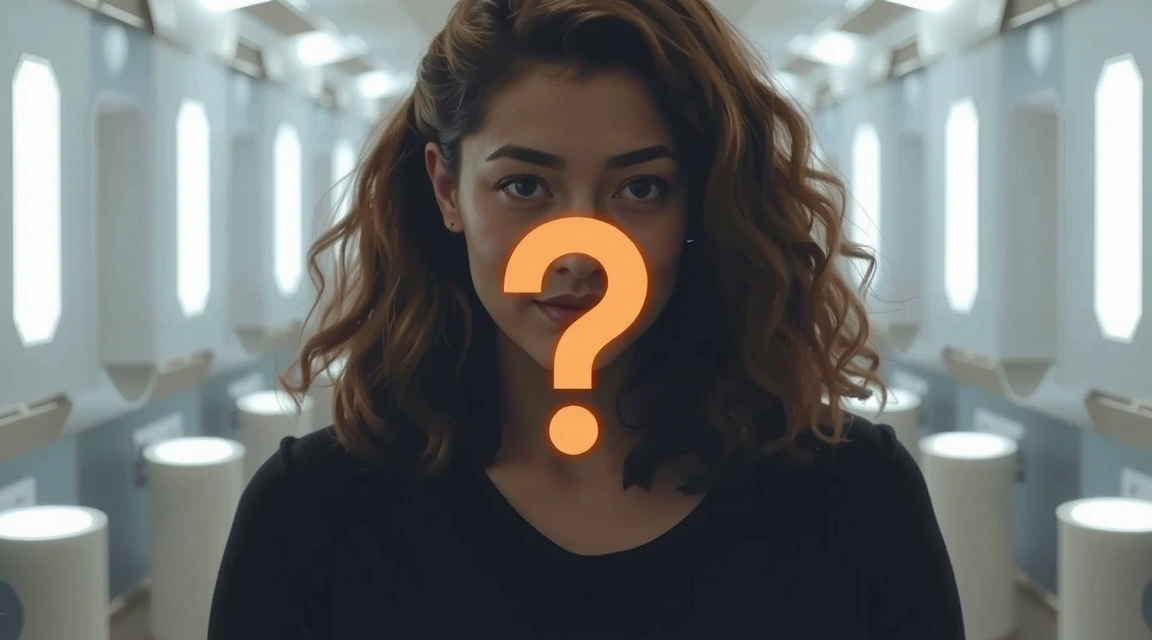 A person looking at a question mark icon, symbolizing FAQs